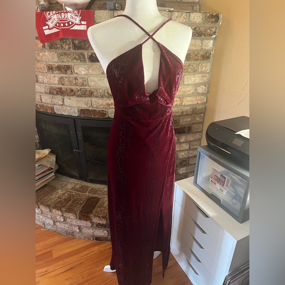 Burgandy velvety long dress